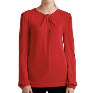 Lauren Ralph Lauren Twist Front Crew Neck Long Sleeve Top/blouse/size 1X/red/nwt